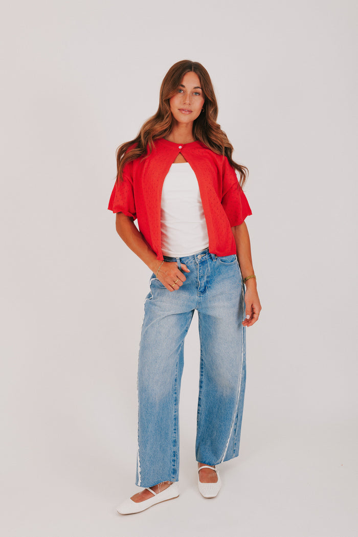 red pointelle open top