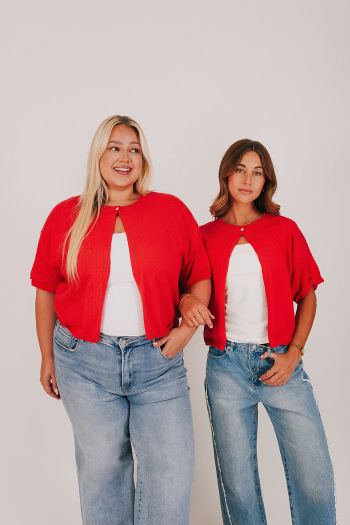 red pointelle open top