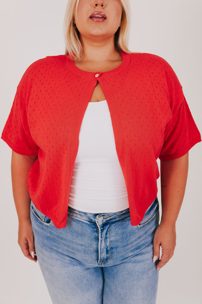 red pointelle open top