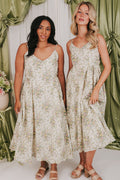spaghetti strap floral midi dress model 2