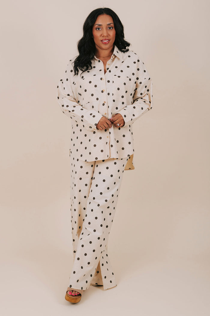 plus size polka dot wide leg pants full