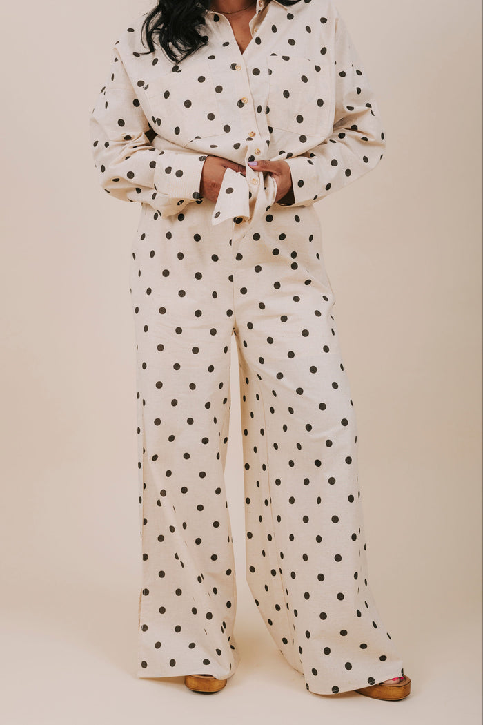 plus size polka dot wide leg pants front 2