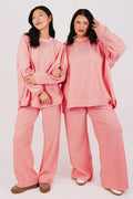 pink and red striped lounge pants models