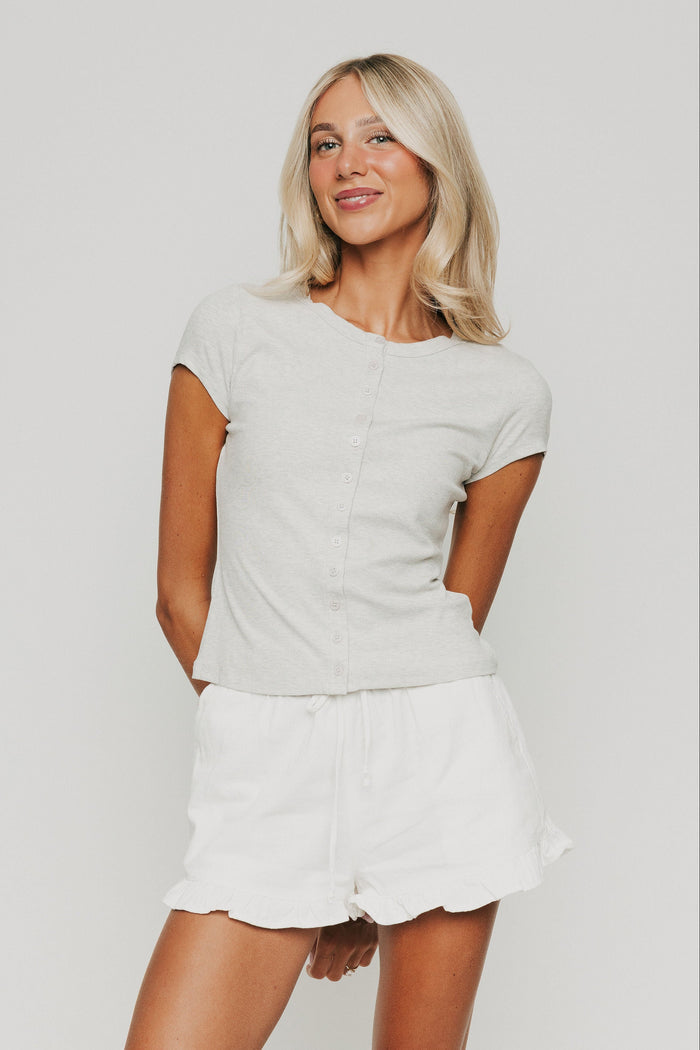 ribbed top with buttons heather grey front