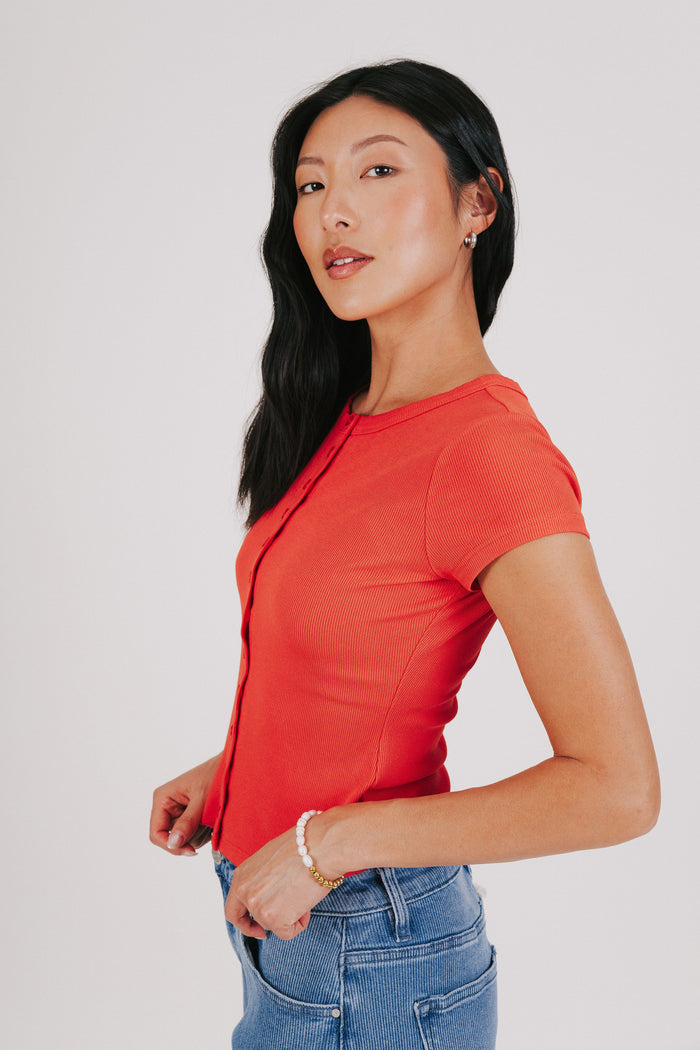 ribbed top with buttons red side