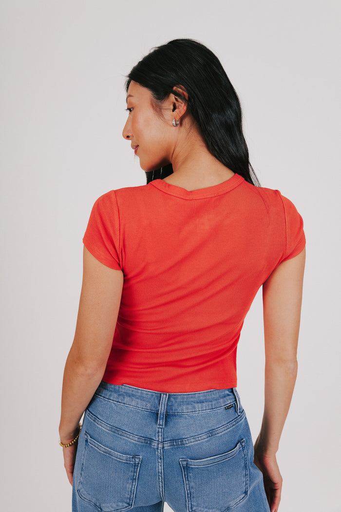 ribbed top with buttons red back