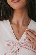 gold cross rhinestone pendant necklace model