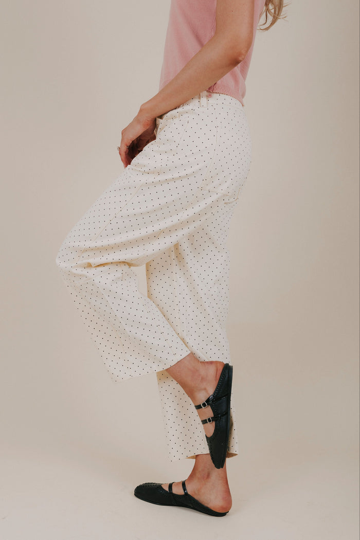 cream black polka dot barrel jeans side