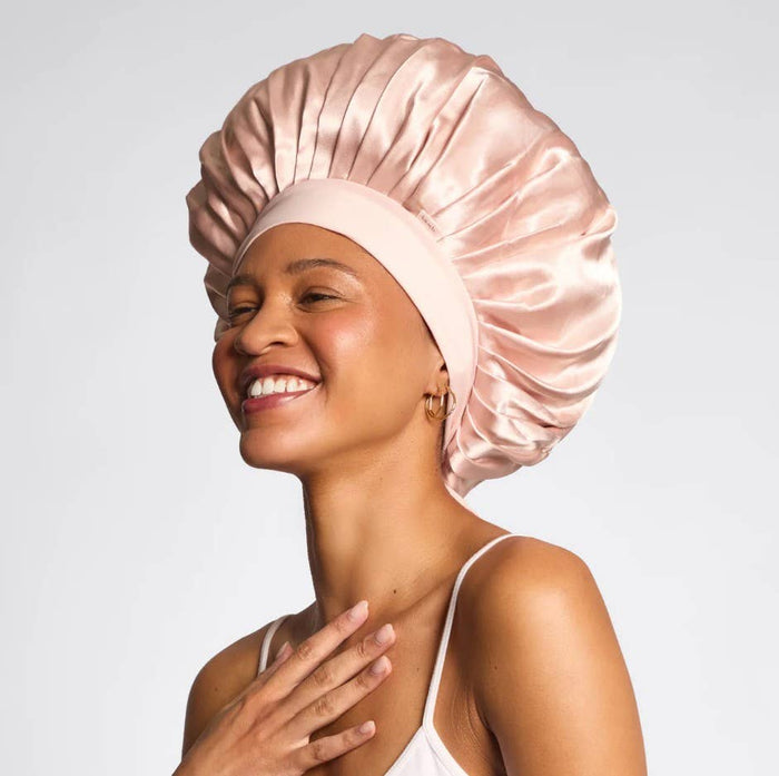 KITSCH - Adjustable Oversized Satin Bonnet - Blush