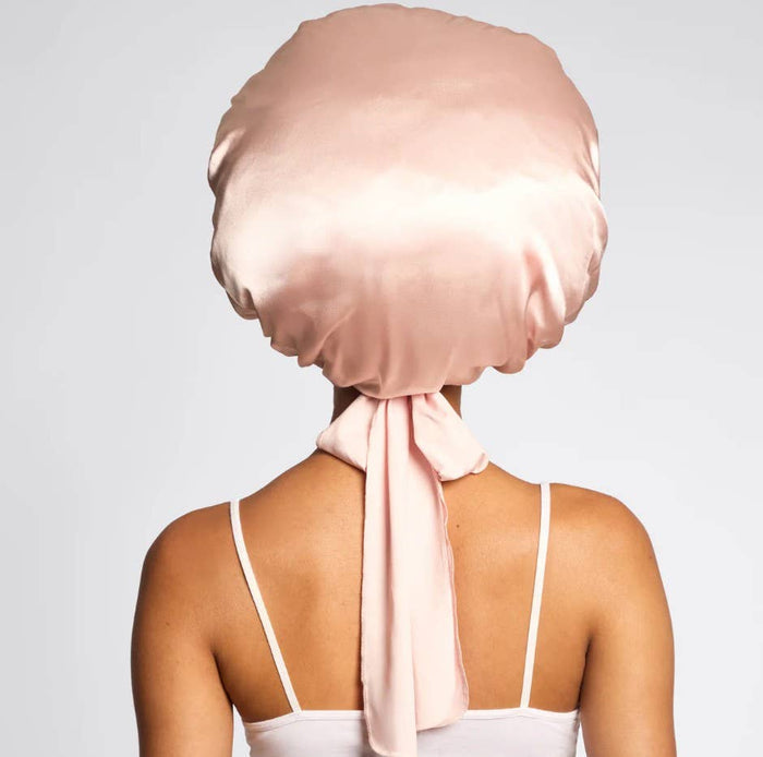 KITSCH - Adjustable Oversized Satin Bonnet - Blush