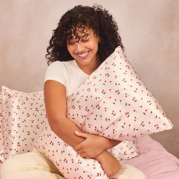 KITSCH - Cherry Print Satin Pillowcase - Standard