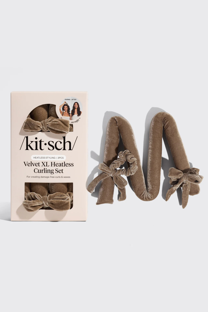 Kit'sch velvet XL heatless curling set with packaging on a white background