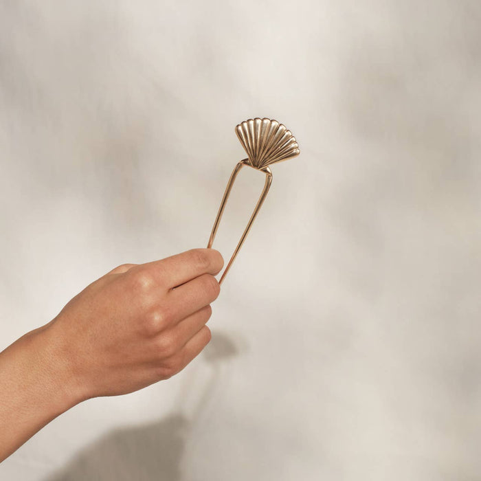 KITSCH - Metal Clam Shell French Hair Pin - Gold