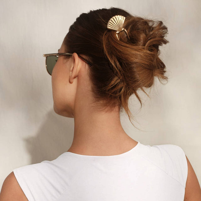 KITSCH - Metal Clam Shell French Hair Pin - Gold