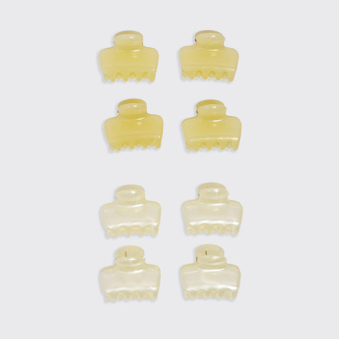 KITSCH - Mini Jelly Cloud Clips 8pc Set - Pearlized Cream & Butter Yellow