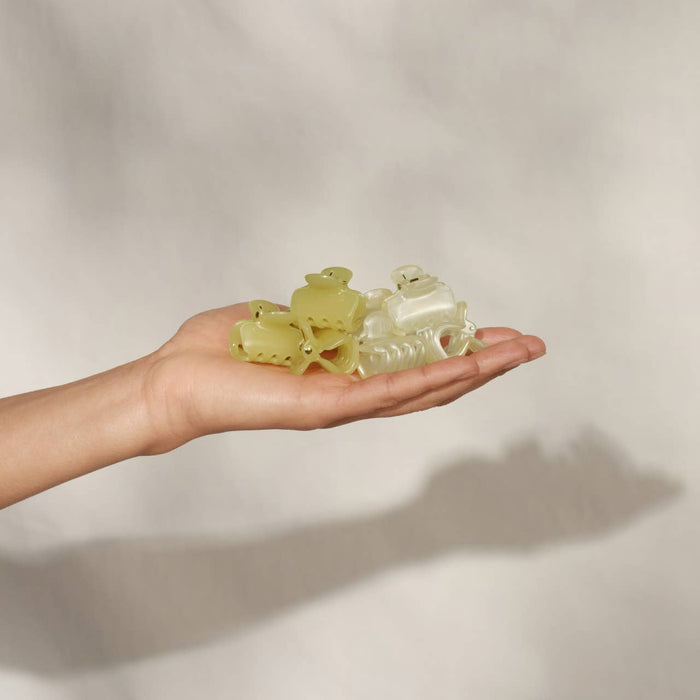 KITSCH - Mini Jelly Cloud Clips 8pc Set - Pearlized Cream & Butter Yellow