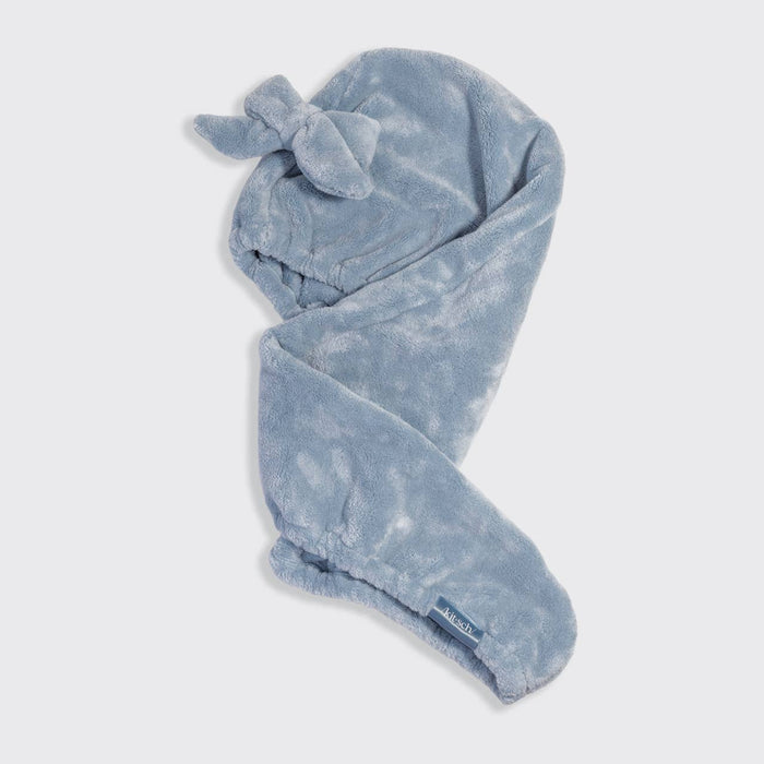 KITSCH - Plush Microfiber Hair Towel Turban with Bow - Coastal Blue