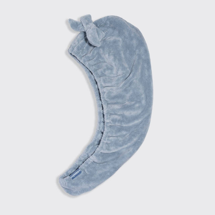KITSCH - Plush Microfiber Hair Towel Turban with Bow - Coastal Blue