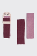 KITSCH - Recycled Fabric Ribbed Elastic Headbands 2pc Set - Cherry Lacquer & Dusty Pink