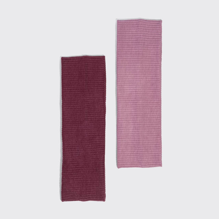 KITSCH - Recycled Fabric Ribbed Elastic Headbands 2pc Set - Cherry Lacquer & Dusty Pink