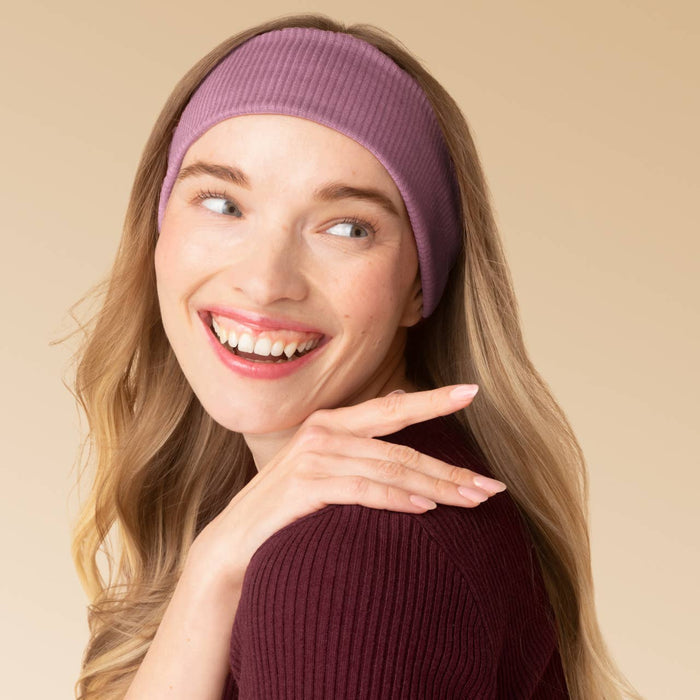 KITSCH - Recycled Fabric Ribbed Elastic Headbands 2pc Set - Cherry Lacquer & Dusty Pink
