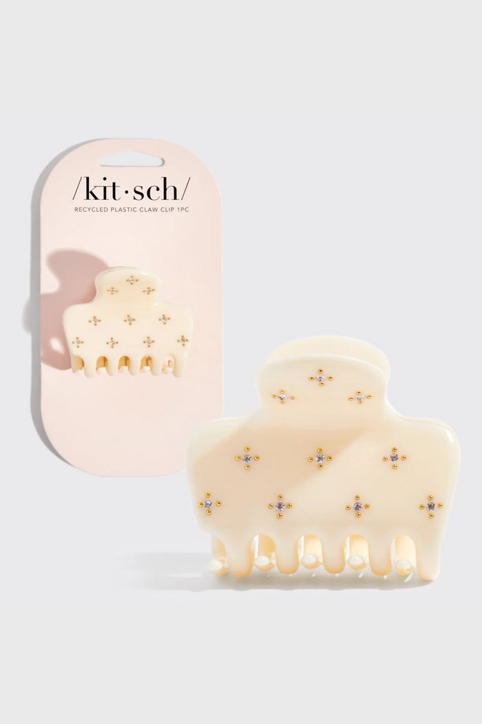 KITSCH - Recycled Plastic Rhinestone Medium Puffy Claw Clip 1pc-Ivory