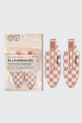 KITSCH - Recycled Plastic XL Creaseless Clips 2pc Set - Terracotta Checker