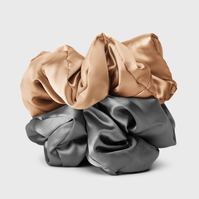 KITSCH - Satin Sleep Pillow Scrunchies - Charcoal/Gold