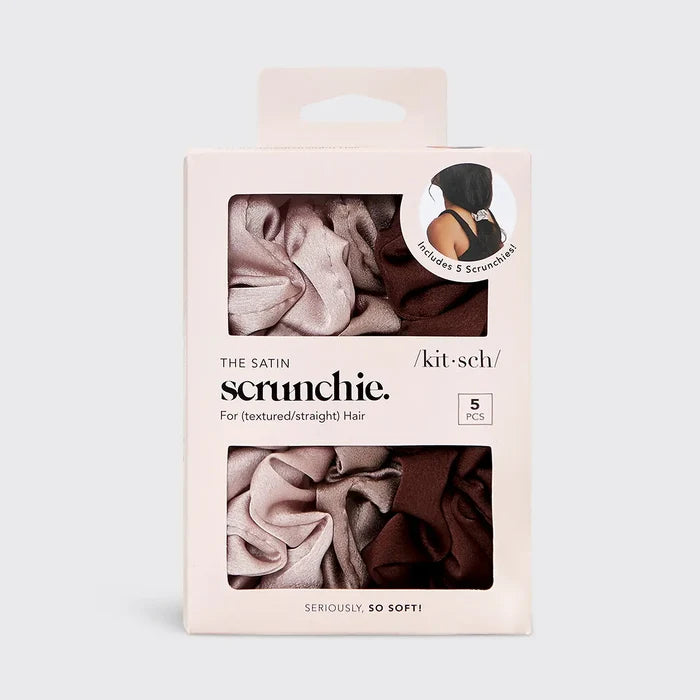 KITSCH - Satin Sleep Scrunchies 5pc - Cameo