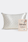 KITSCH - Standard Satin Pillowcase - Pearlized Cream & Coastal Blue Print