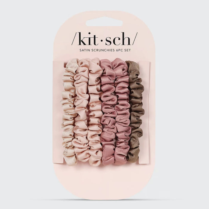 KITSCH - Ultra Petite Satin Scrunchies 6pc Terracotta