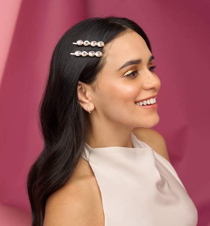 KITSCH  - White Gemstone Bobby Pins