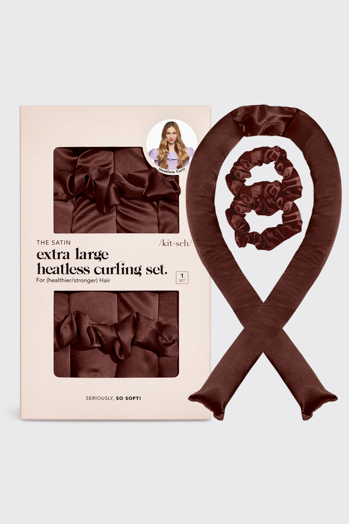 KITSCH - XL Satin Heatless Curling Set - Chocolate