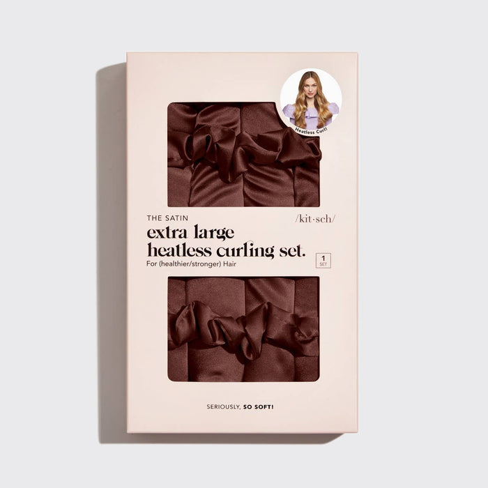 KITSCH - XL Satin Heatless Curling Set - Chocolate