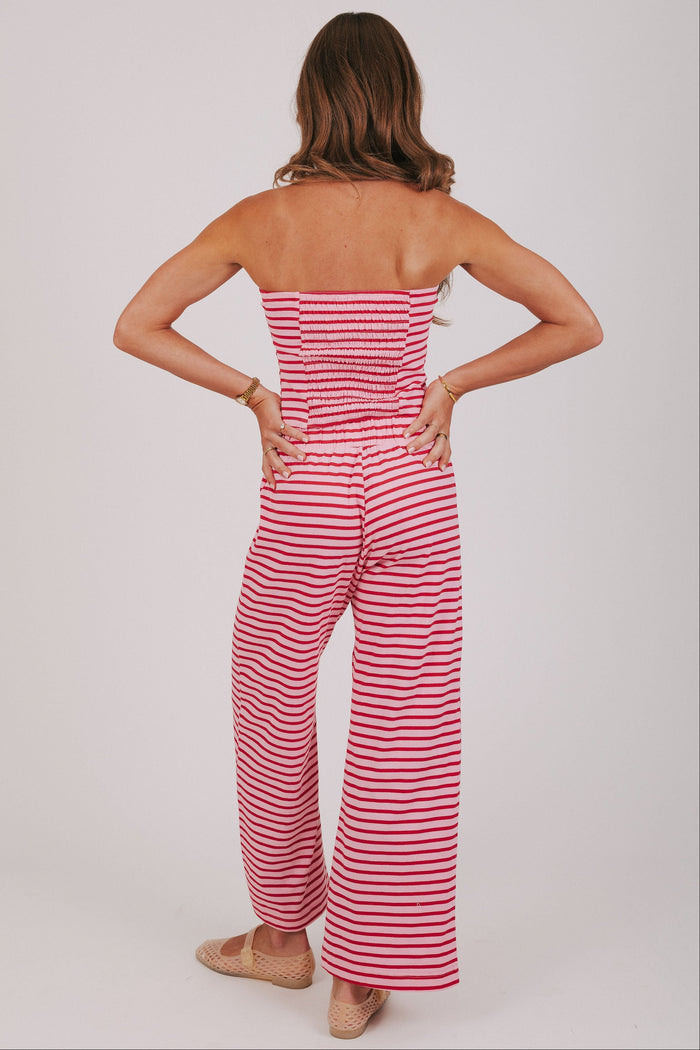 red and pink striped tube top set back