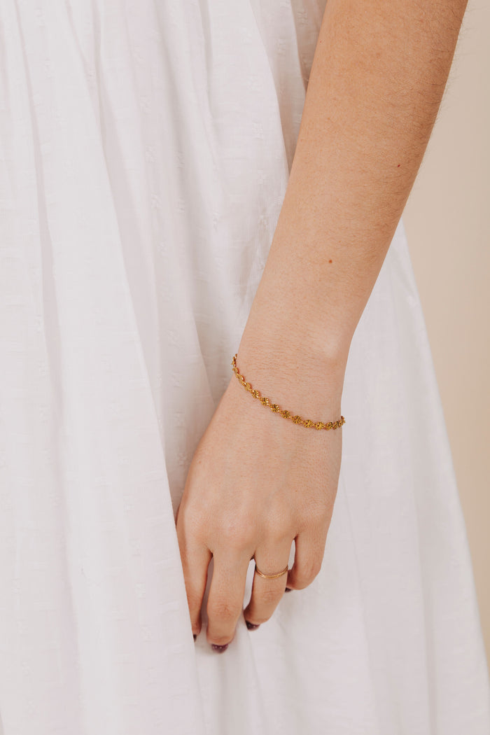 gold textured circle bracelet 2