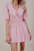 pink peter pan collar bubble mini dress detail