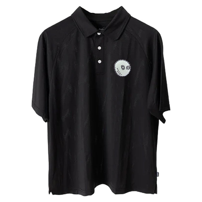 Malbon Evergreen Raglan Sleeve Mesh Golf Polo Black