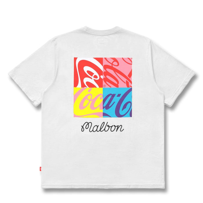 Malbon x Coca Cola Spencerian Block Golf T-Shirt White