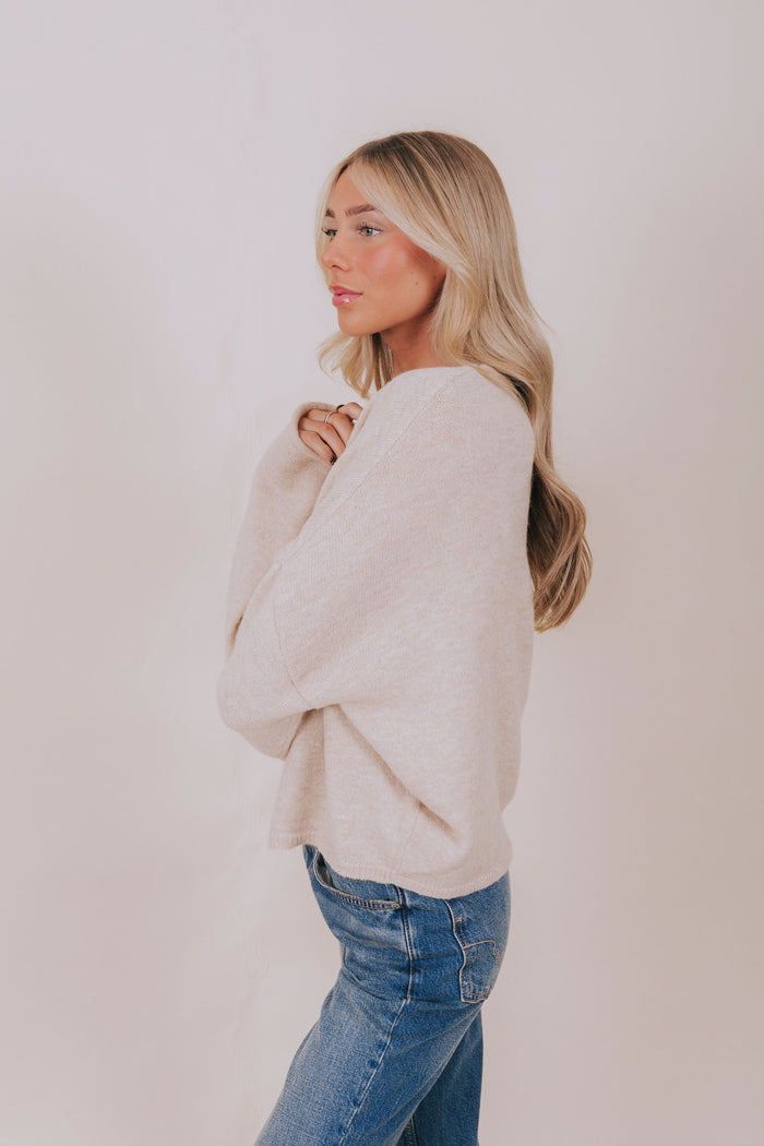 cardigan heather tan button rolled hem long sleeve side