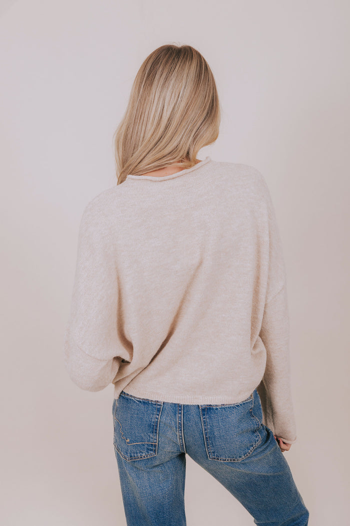 cardigan heather tan button rolled hem long sleeve back