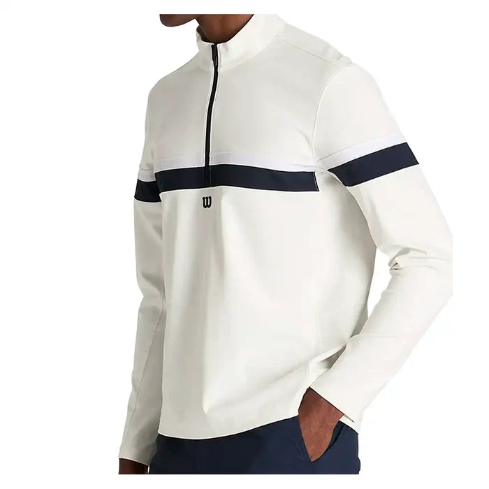 Men's Elevate Performance Half-Zip Sandrift and Classic Navy