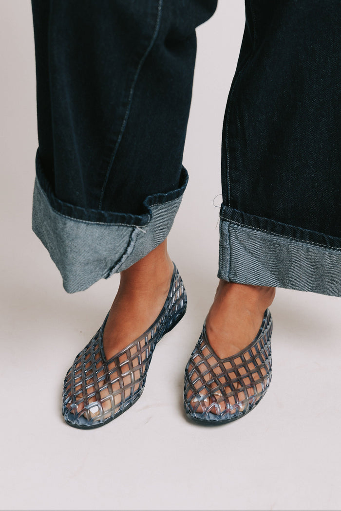 mia blue jelly flats