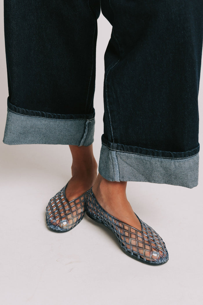 mia blue jelly flats