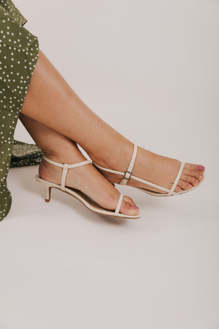 MIA - Meleani low heel sandals in off white/bone color