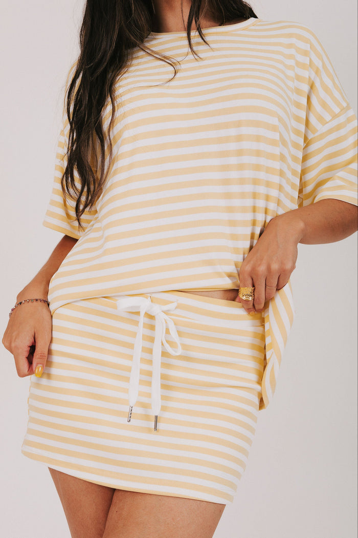 yellow and white striped skort front