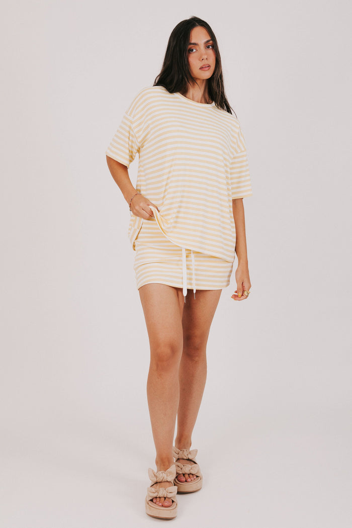 yellow and white striped skort full
