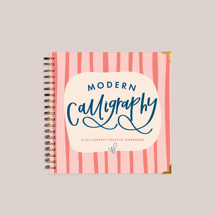 Calligraphy practice workbook with pink striped cover by Instagram's Chalk Full Of Love