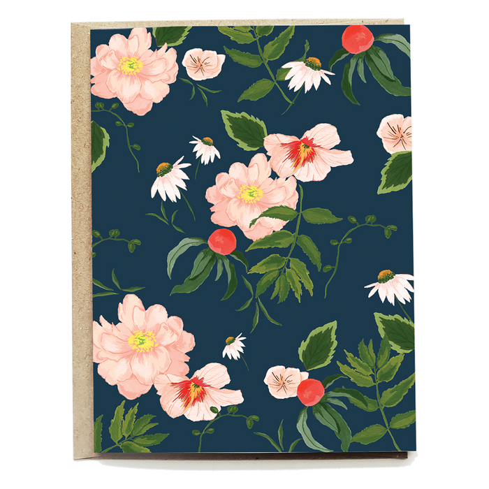 Navy Peony Blank Card | Joyce