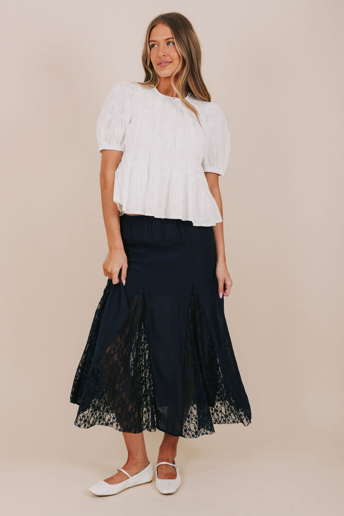 embroidered rose peplum tiered top full